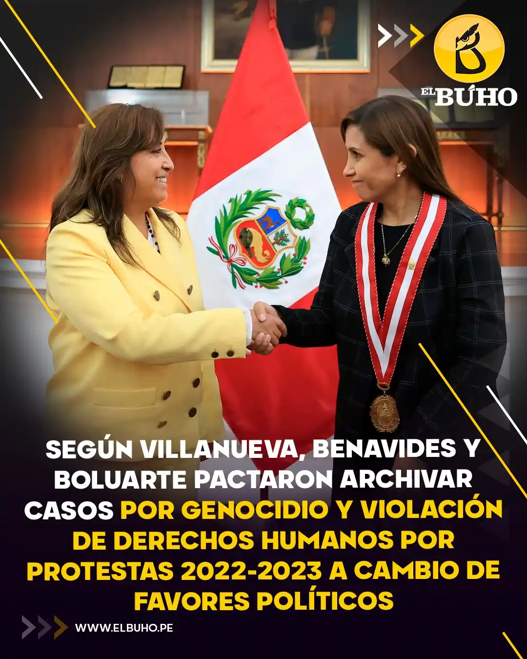 Image from El Búho.pe 🦉: 🤔🤔Según Jaime Villanueva, Dina Boluarte y Patricia Benavides pactaro...