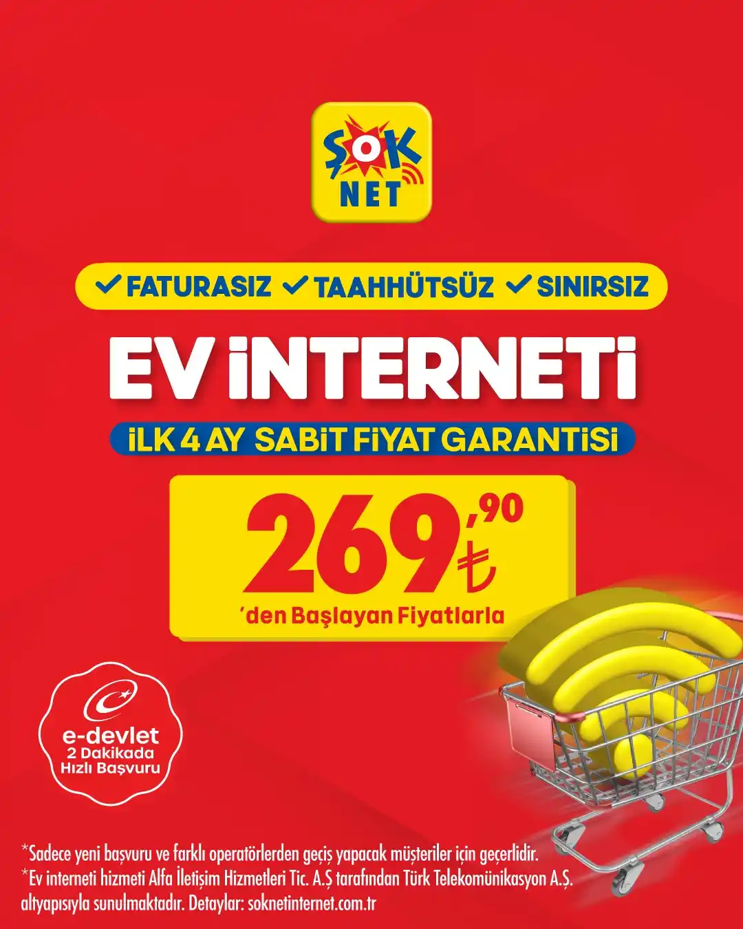 Image from Şok Marketler: ŞOK NET, faturasız, taahhütsüz ve sınırsız internet hizmetiyle 4 ay sa...