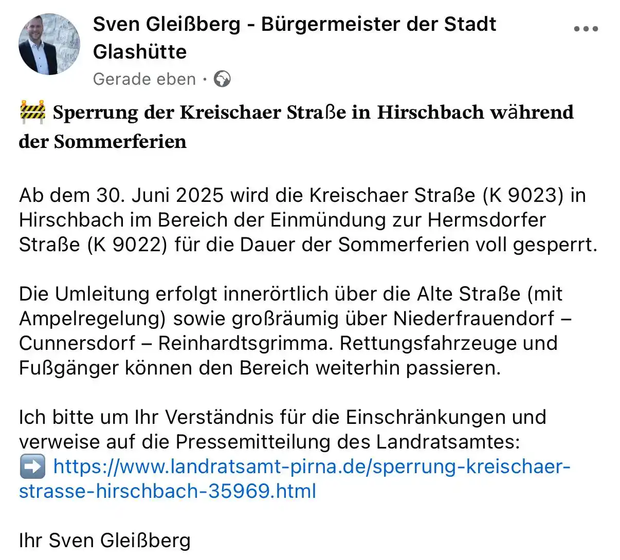 Image from Stadt Glashรผtte: ๐ง ๐๐ฉ๐๐ซ๐ซ๐ฎ๐ง๐ ๐๐๐ซ ๐๐ซ๐๐ข๐ฌ๐๐ก๐๐๐ซ ๐๐ญ๐ซ๐ร๐ ๐ข๐ง ๐๐ข๏ฟฝ...