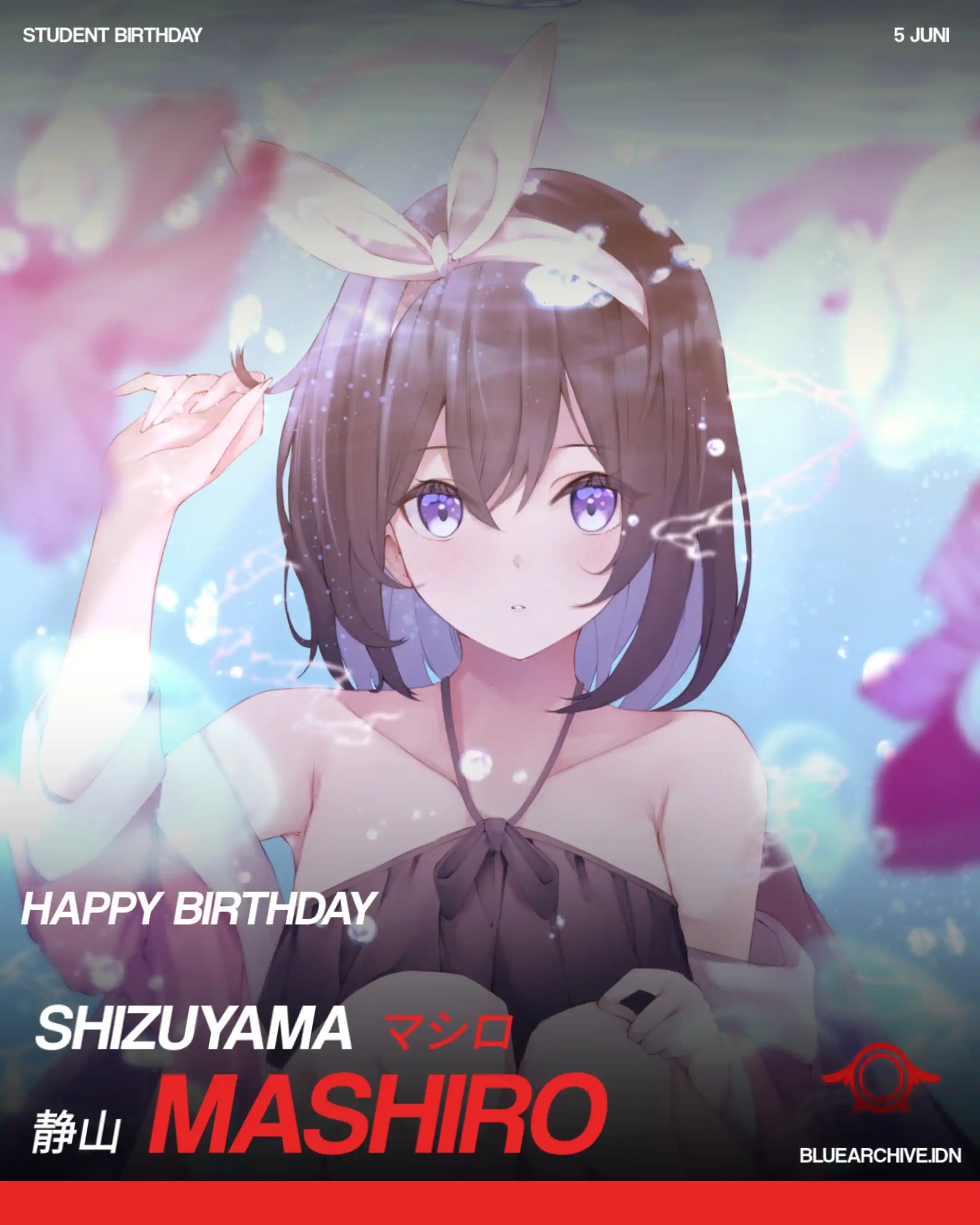 Image from Blue Archive Indonesia: *《Student Birthday》*  Selamat ulang tahun, Mashiro ❤️🥳🎉  5 Juni  "Be...