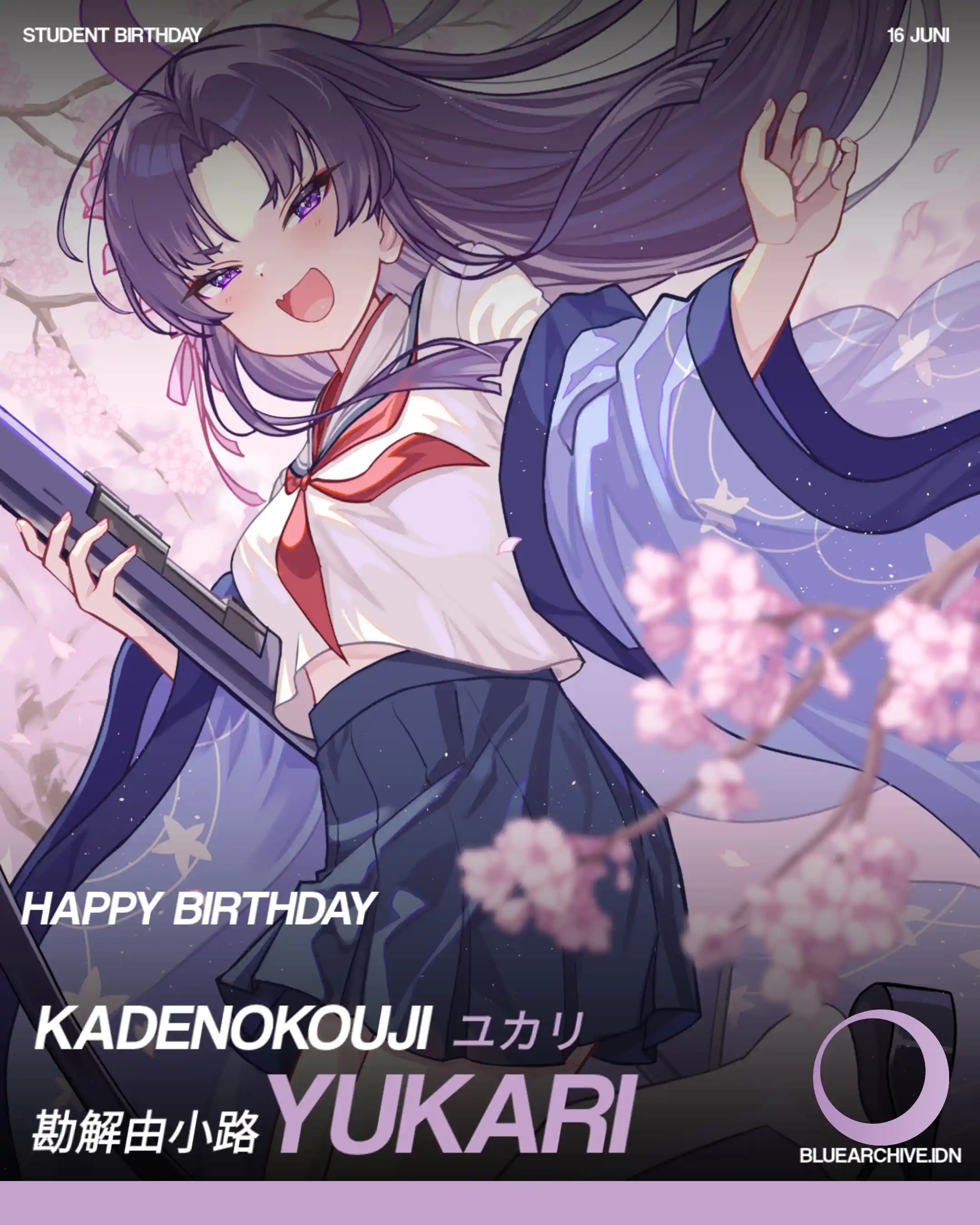 Image from Blue Archive Indonesia: *《Student Birthday》* Selamat ulang tahun, Yukari 💜🥳🎉 16 Juni "Oh...