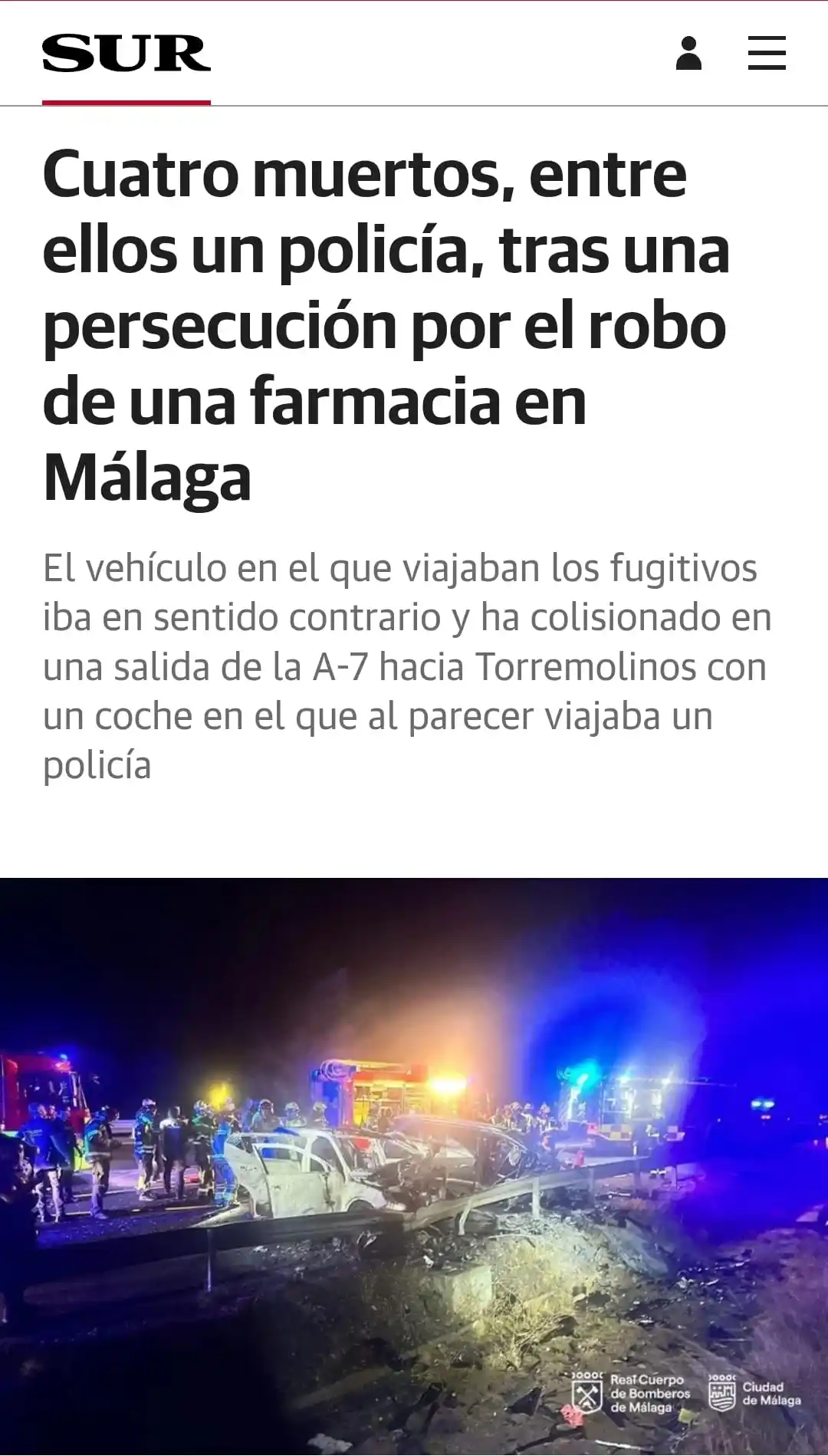 Image from 💚NUESTRO CORAZÓN POR BANDERA 💙: 🚨 Tragedia en Málaga: Cuatro muertos tras una persecución policial 🚔...