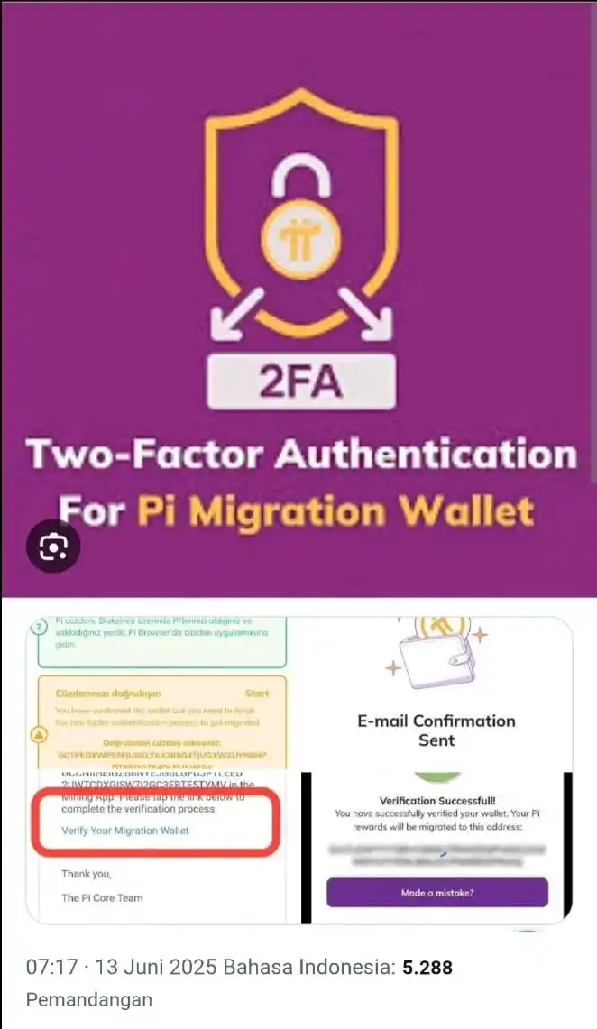Image from PiNetwork_Indonesia 🇮🇩: *💜2FA PI*  💜2FA (Two-Factor Authentication) pada Pi Network adalah f...
