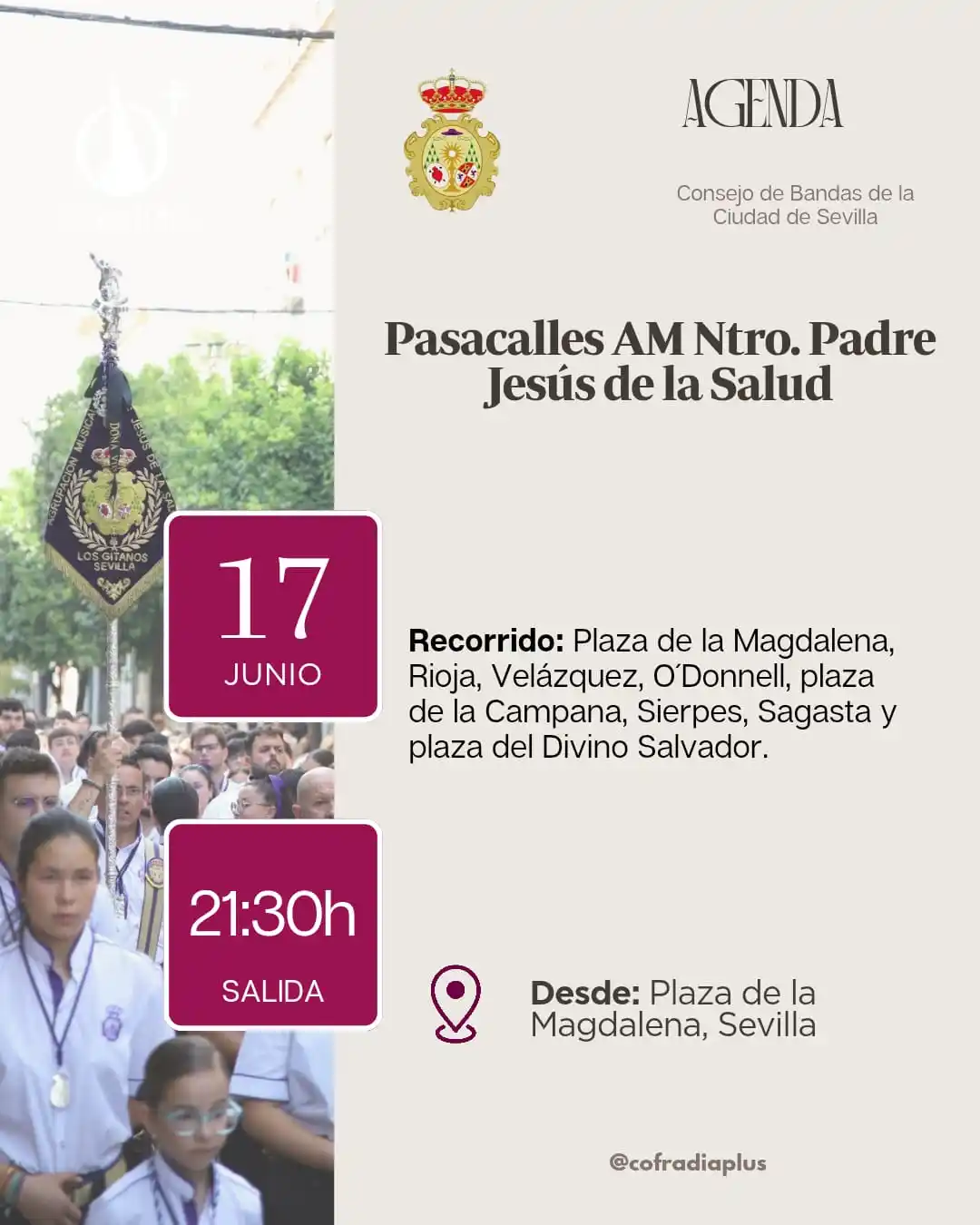 Image from COFRADÍA +: *🟣 AgendaPlus* | Pasacalles de la AM Ntro. Padre Jesús de la Salud de...