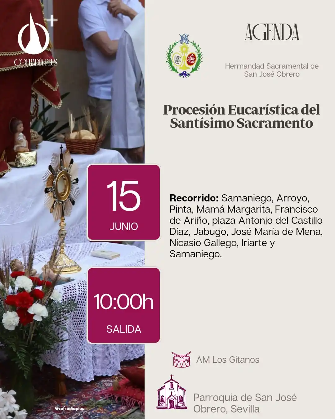 Image from COFRADÍA +: *🟣 AgendaPlus* | Procesión de Jesús Sacramentado de la Hdad. de San J...