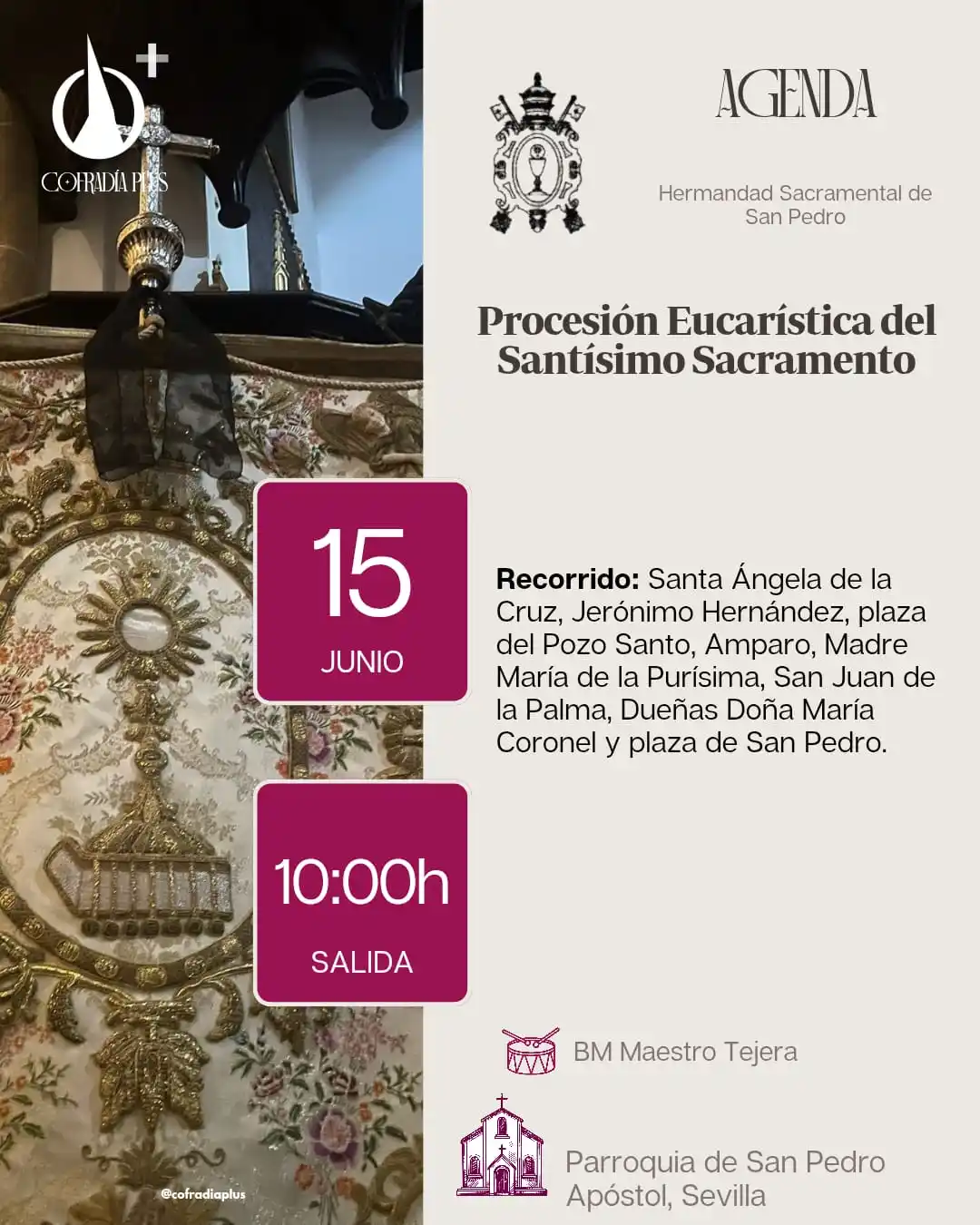 Image from COFRADÍA +: *🟣 AgendaPlus* | Procesión de Jesús Sacramentado de la Hdad. Sacramen...