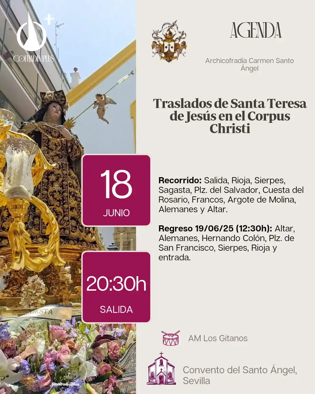 Image from COFRADÍA +: *🟣 AgendaPlus* | Procesión de traslado de Santa Teresa de Jesús del C...