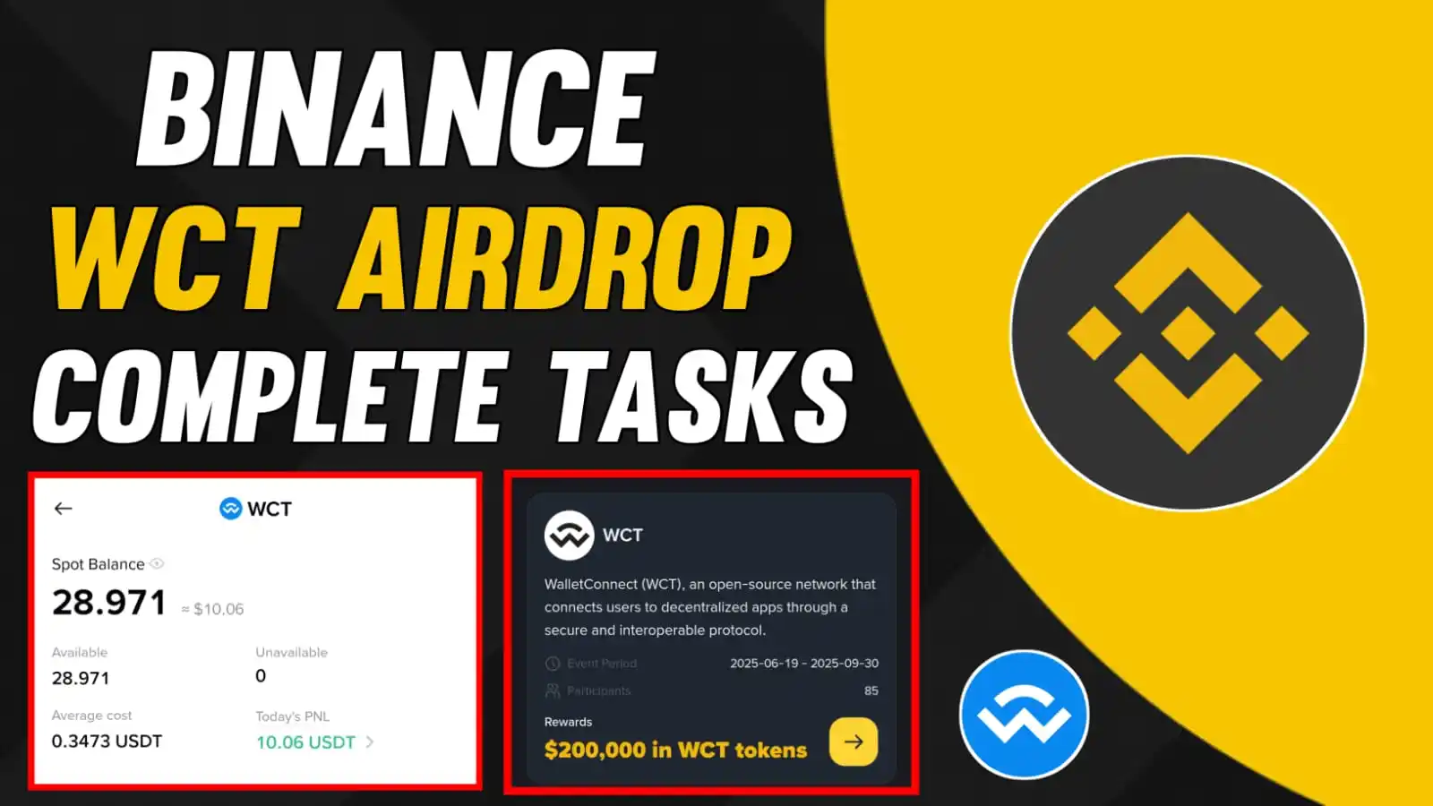 Image from ππΌππππ πΎπππππ: *Binance 500k$ Worth Of WCT Airdrop For All Users* *Video Link* : h...