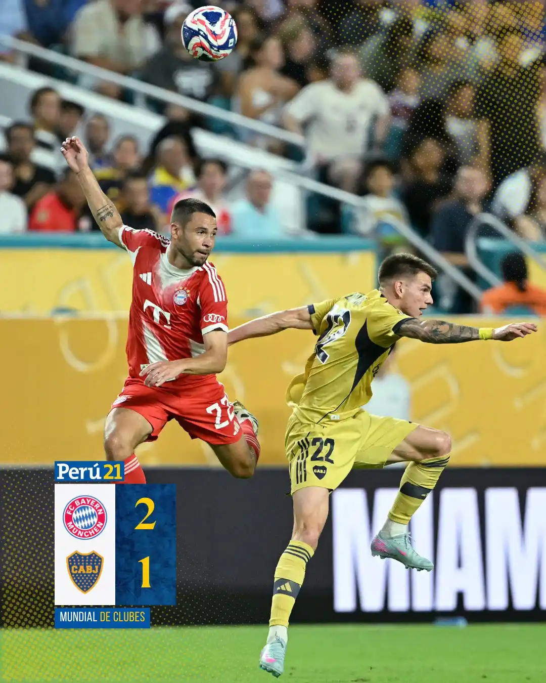 Image from Perú21 : Boca Juniors cayó ante el Bayern Múnich y se acabó el invicto sudameri...