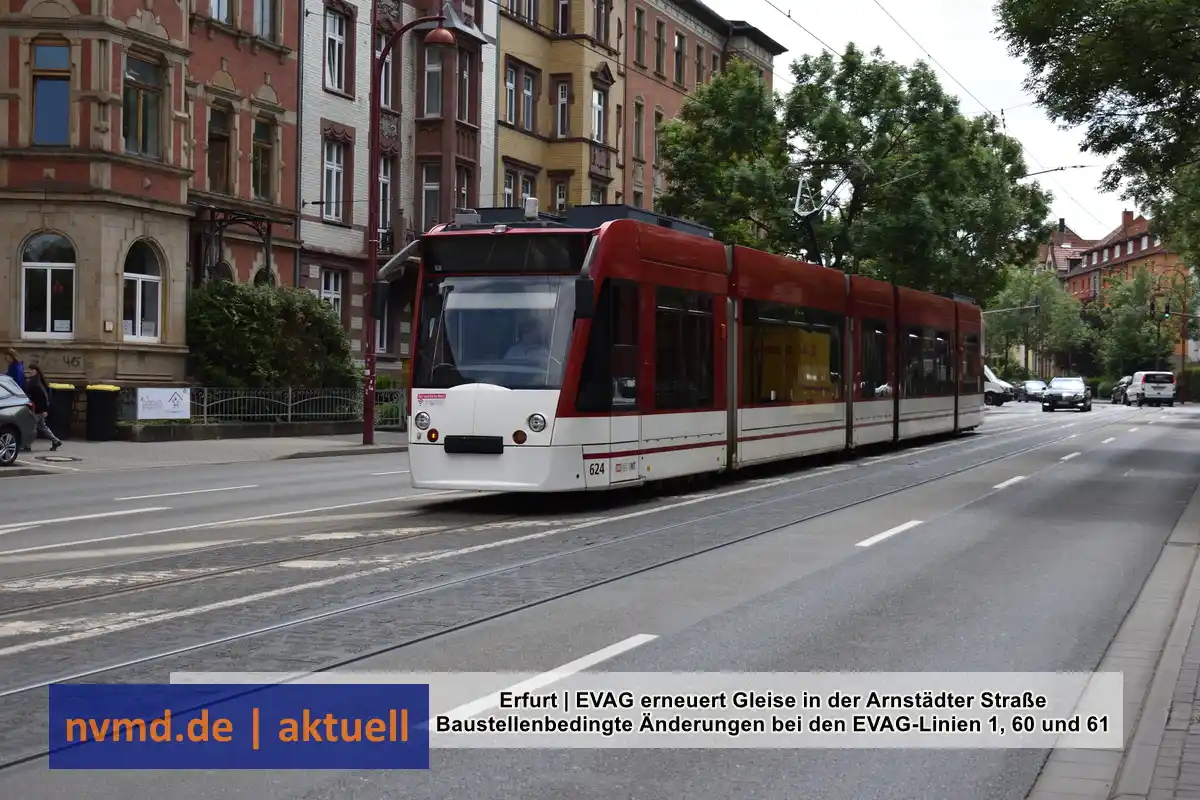 Image from Nahverkehr-Mitteldeutschland : 🟠 Erfurt | *EVAG erneuert Gleise in der Arnstädter Straße / Baustelle...