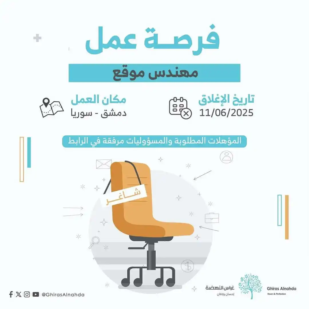 Image from Find Job: فرصة عمل! مهندس موقع في دمشق/سوريا إذا كنت مهتمًا بالعمل معنا، فيرجى ا...