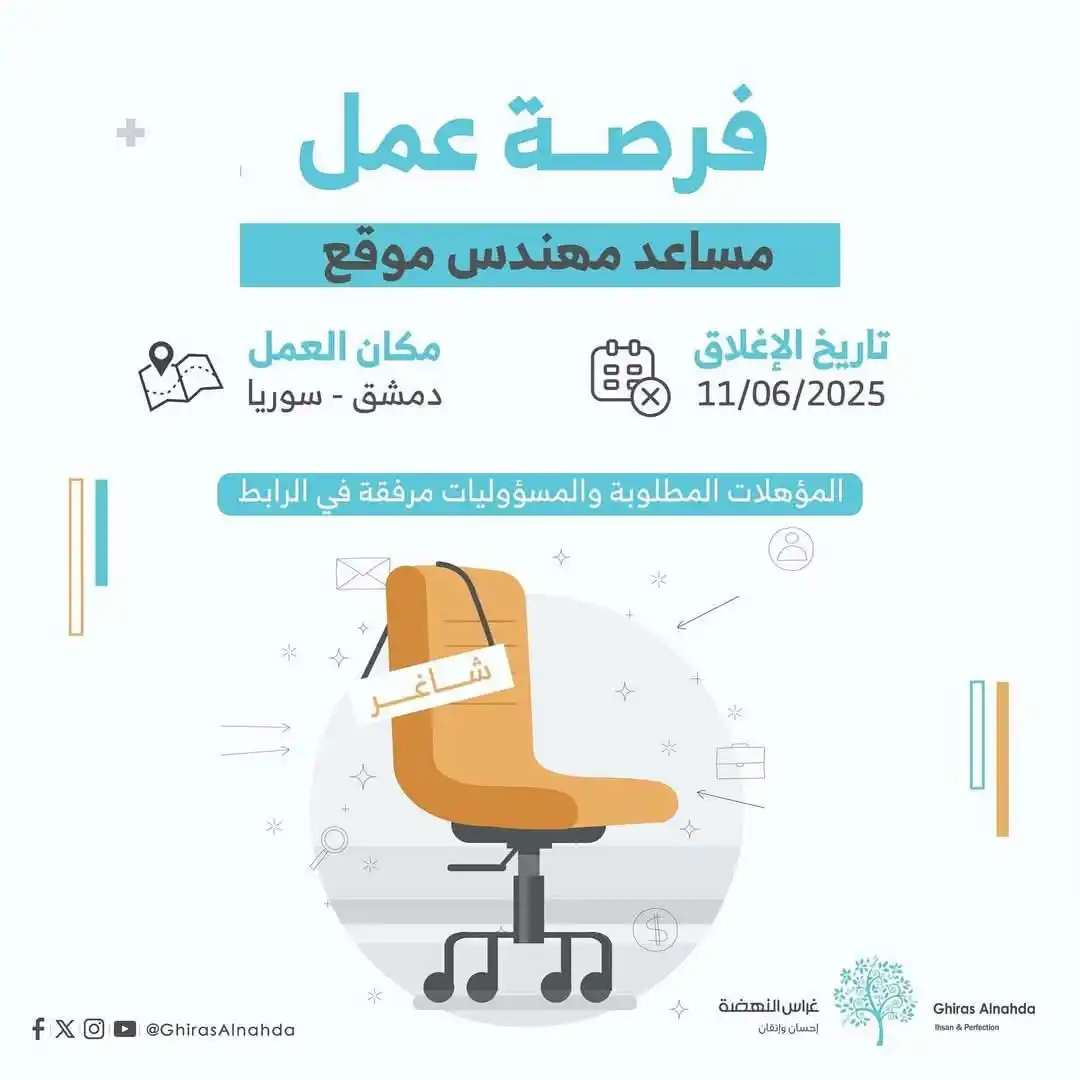 Image from Find Job: فرصة عمل!  مساعد مهندس موقع في دمشق/سوريا إذا كنت مهتمًا بالعمل معنا، ...