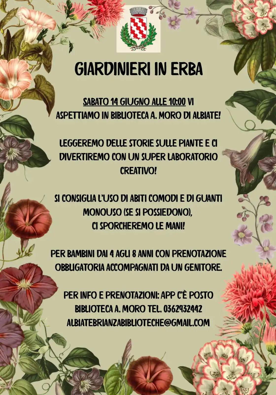 Image from Comune di Albiate: 🌱 *Giardinieri in erba – Sabato 14 giugno alle ore 10.00 in Bibliotec...