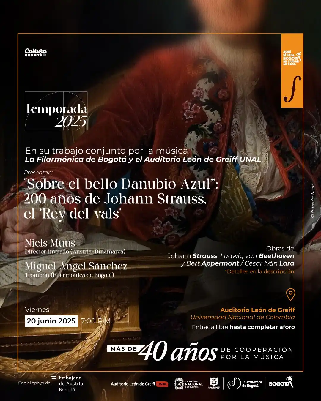 Image from Filarmónica de Bogotá: 🎶 Hoy suena Viena en Bogotá 🎻  Celebramos los 200 años de Johann Str...