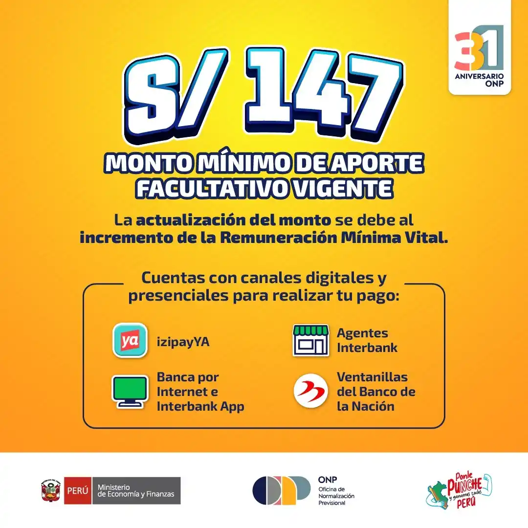 Image from ONP Oficial: 🚨 ¡Importante! Desde enero, el aporte mínimo al Sistema Nacional de P...