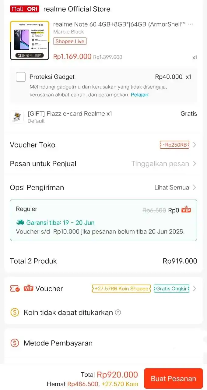 Image from Promo Shopee, Tokopedia, Blibli, Lazada, Tiktok: REALME 920K, pake kode *RLMSBDFV7*   Temukan realme Note 60 4GB+8GB*|6...