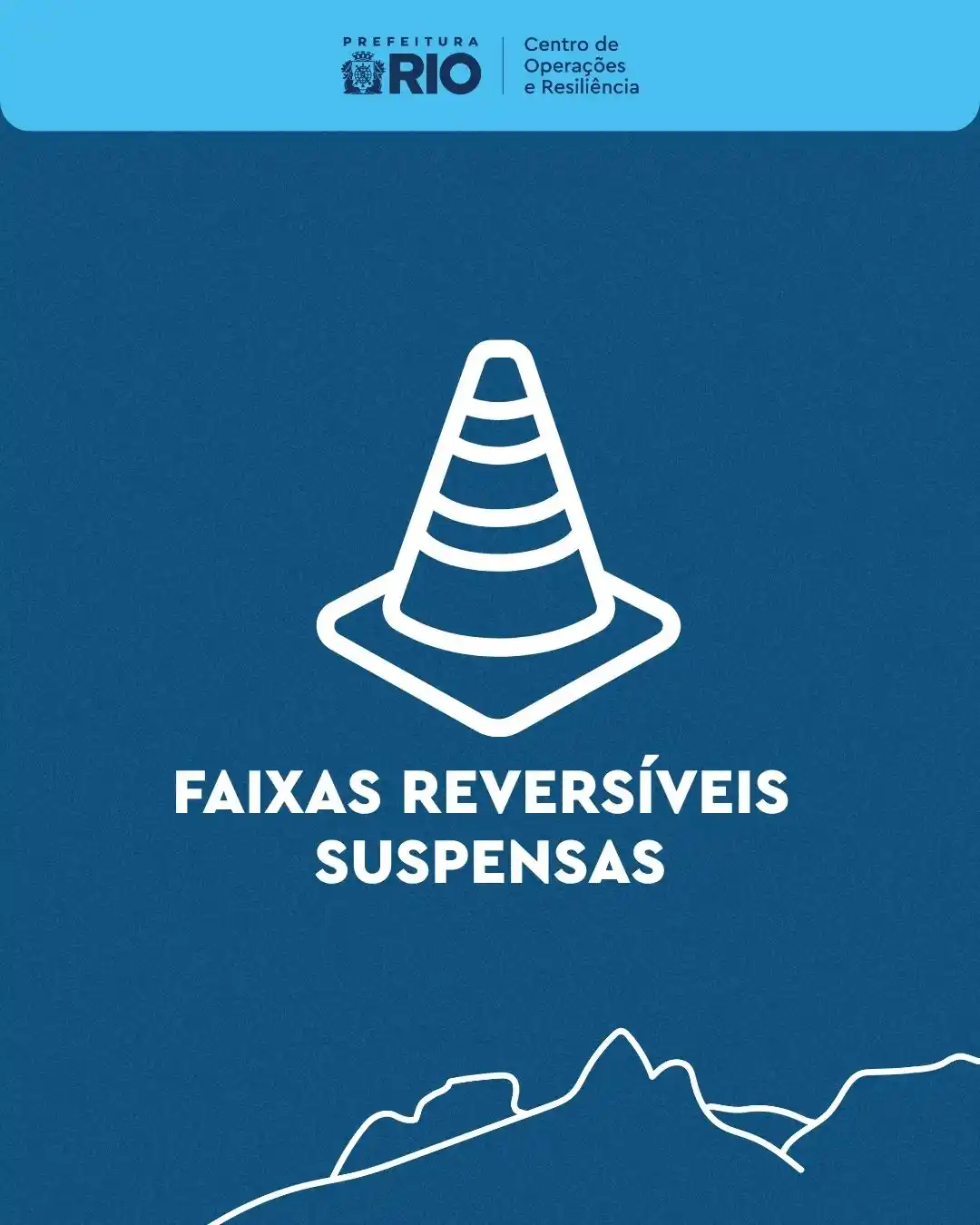Image from Centro de Operações e Resiliência (COR-Rio): *SUSPENSÃO DAS FAIXAS REVERSÍVEIS 🔀* ⚠️ Em função do ponto facultati...