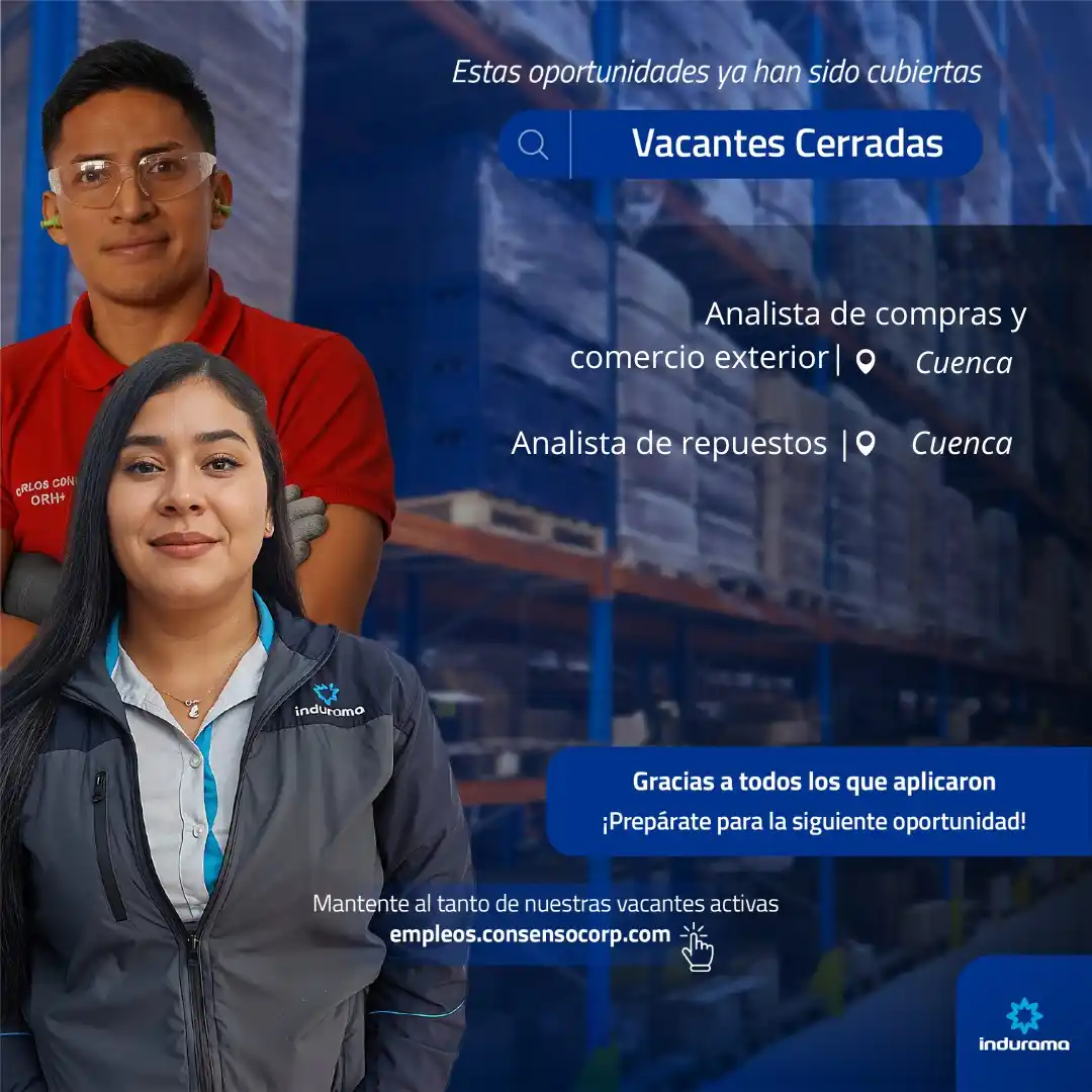 Image from Empleos Indurama EC: Te invitamos a conocer los procesos de selección que han sido cerrados...