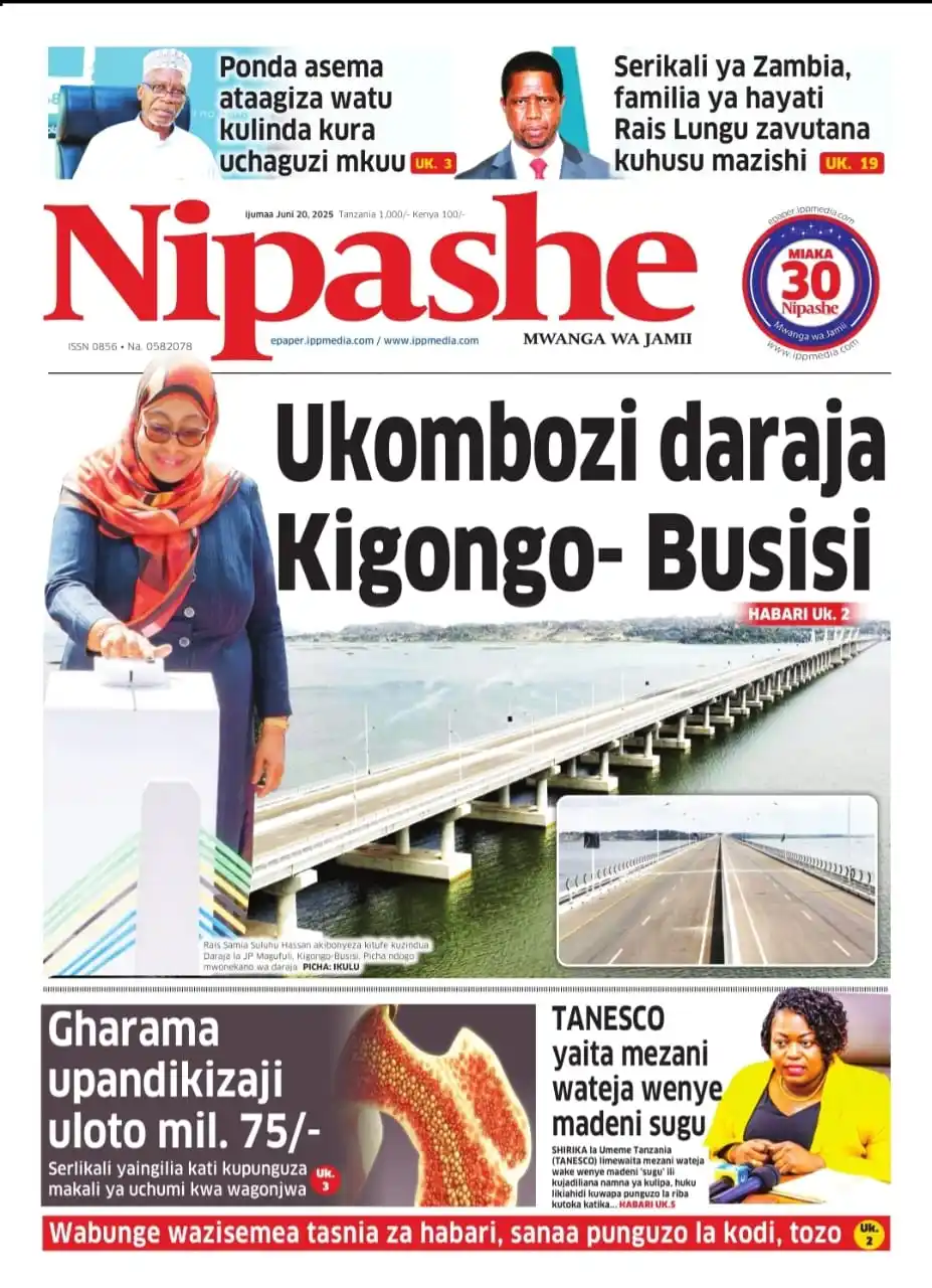 Image from Nipashe Digital: Tembelea http://epaper.ippmedia.com kusoma gazeti lako au wasiliana na...