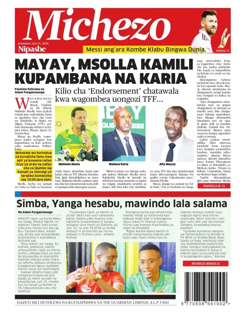 Image from Nipashe Digital: Tembelea http://epaper.ippmedia.com kusoma gazeti lako au wasiliana na...