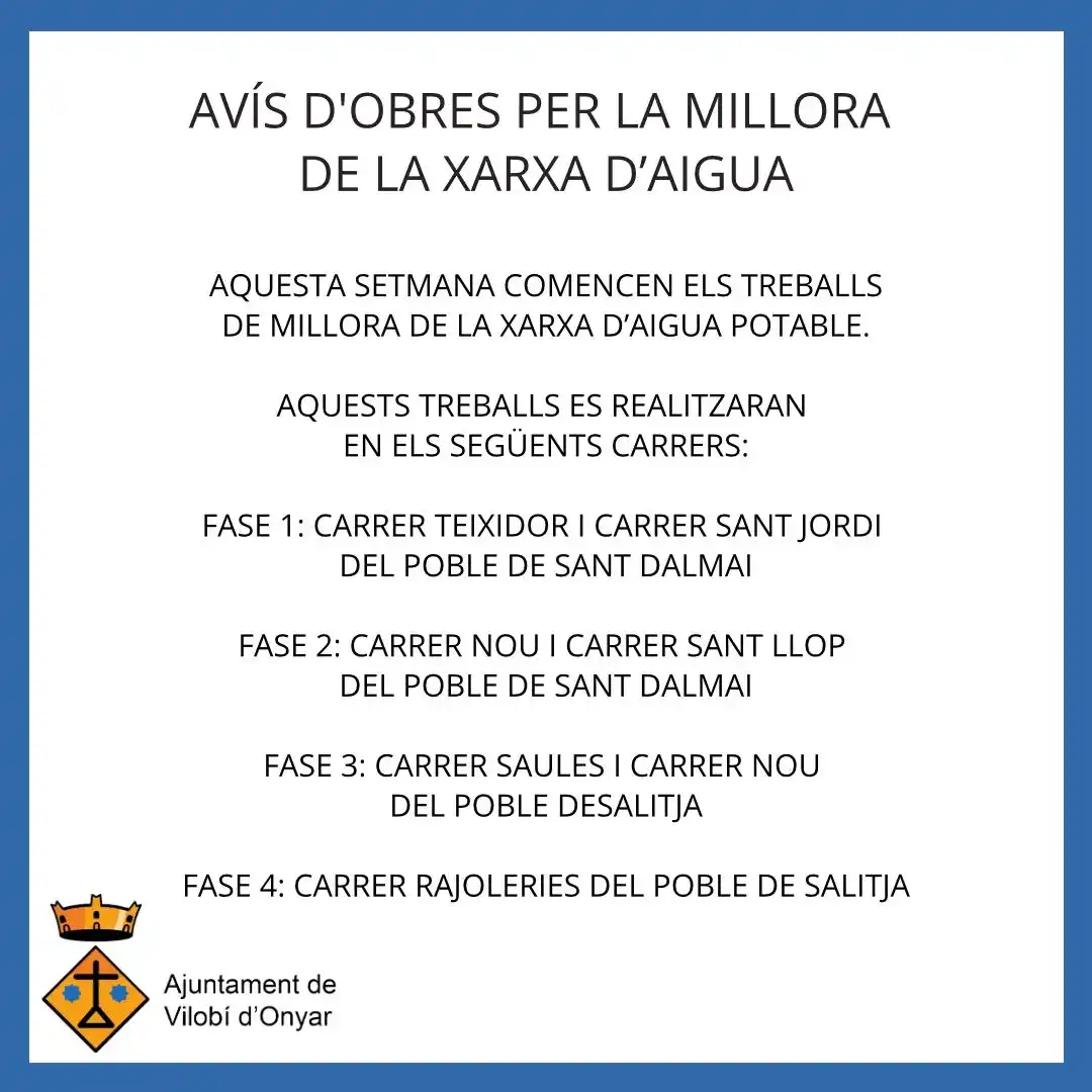 Image from Ajuntament de Vilobí d'Onyar: 🚧Afectacions a la circulació  No es preveu modificar la circulació de...