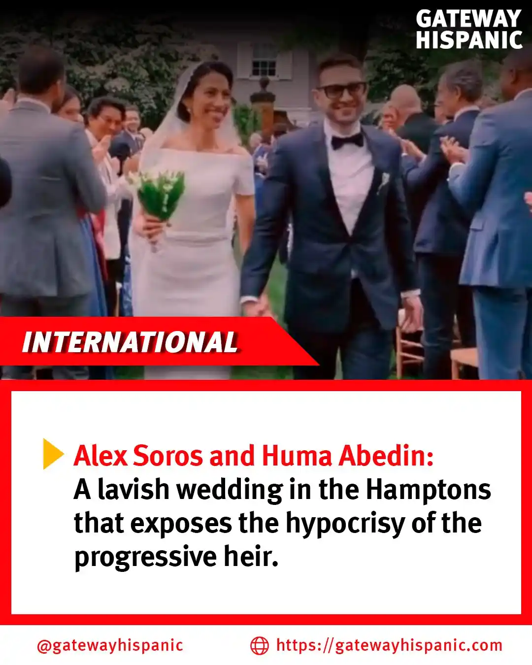 Image from Gateway Hispanic: 💍✨ Alex Soros and Huma Abedin celebrate a lavish wedding in the Hampt...