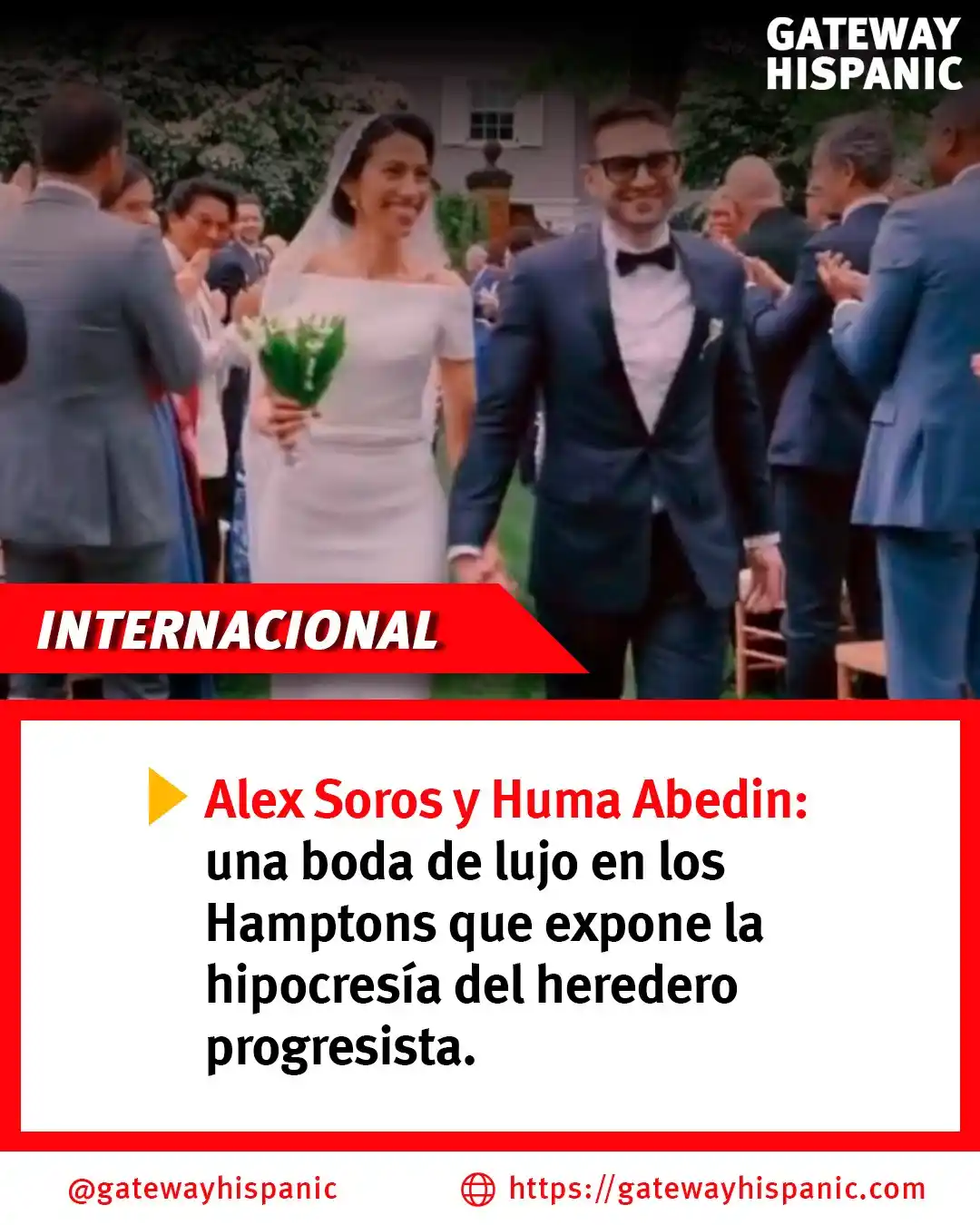 Image from Gateway Hispanic: 💍✨ Alex Soros y Huma Abedin celebran una boda de lujo en los Hamptons...