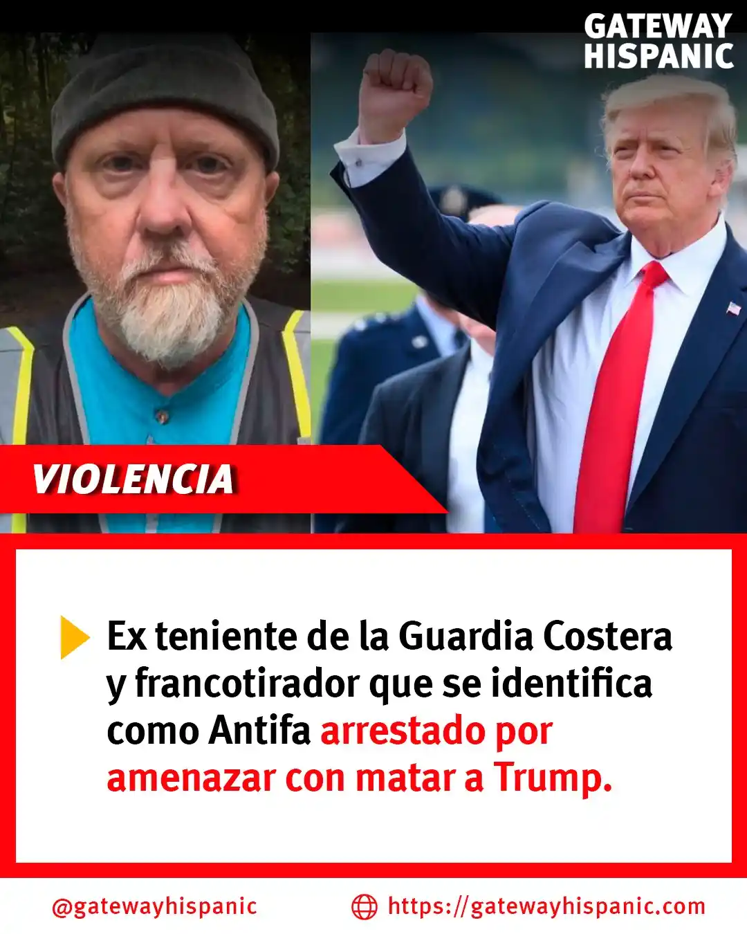 Image from Gateway Hispanic: 🚨 ¡Amenaza radical contra Trump! Un exteniente de la Guardia Costera,...
