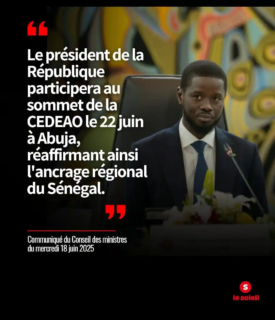 Image from Le SOLEIL SN: Ce mercredi 18 juin 2025, le Président Bassirou Diomaye Faye a présidé...