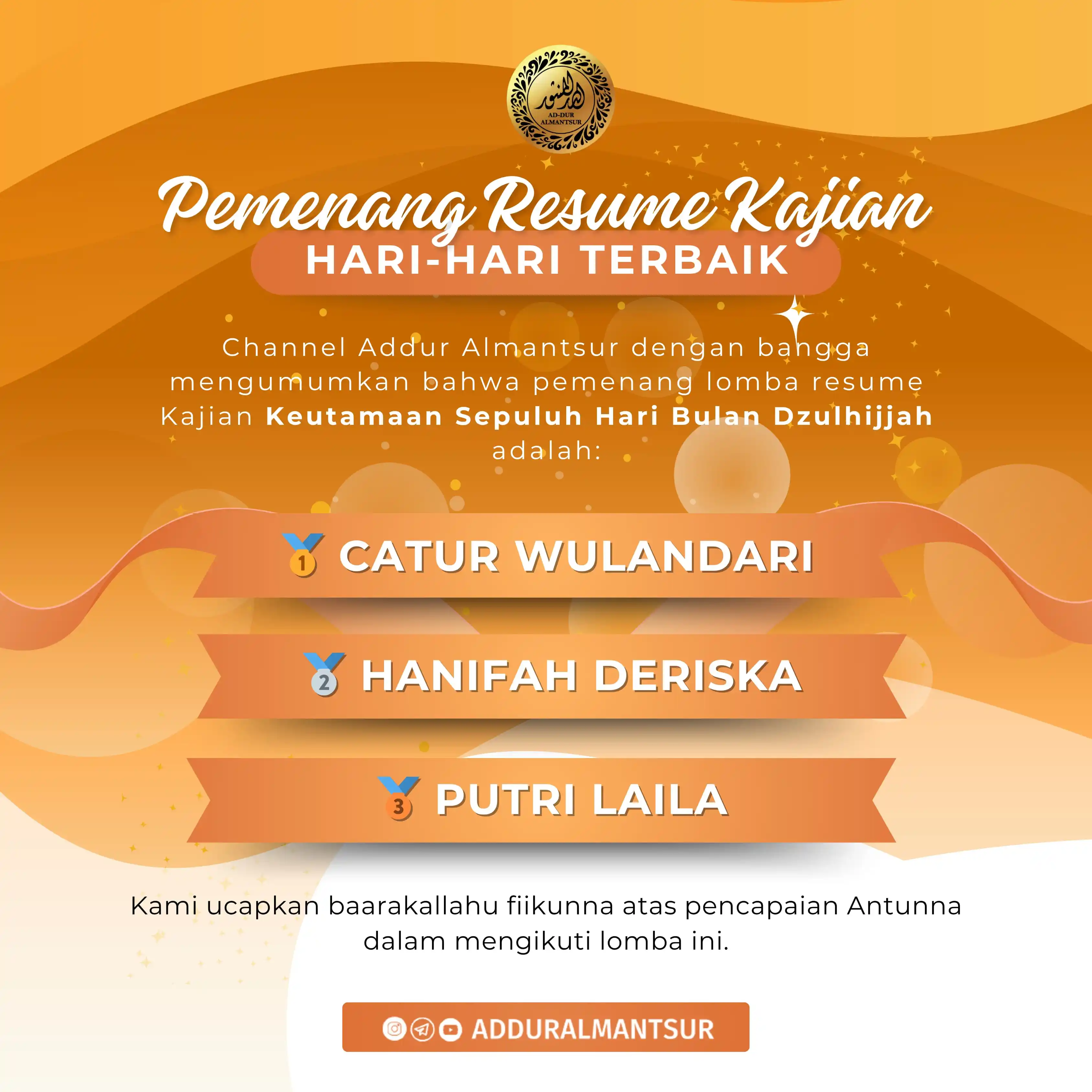 KAJIAN ADDUR ALMANTSUR post