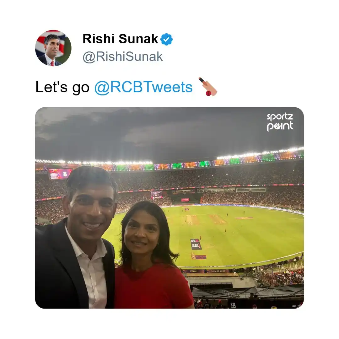 Image from Sportz Point | Follow your game: Former UK Prime Minister Rishi Sunak is supporting RCB in the IPL 2025...