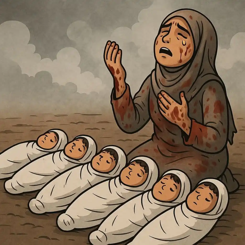 Image from صحيفة اليوم العمانية: في أرض العزة الجريحة، لا تكفّ الشمس عن الشهادة، ولا تنام الأم إلا على ...