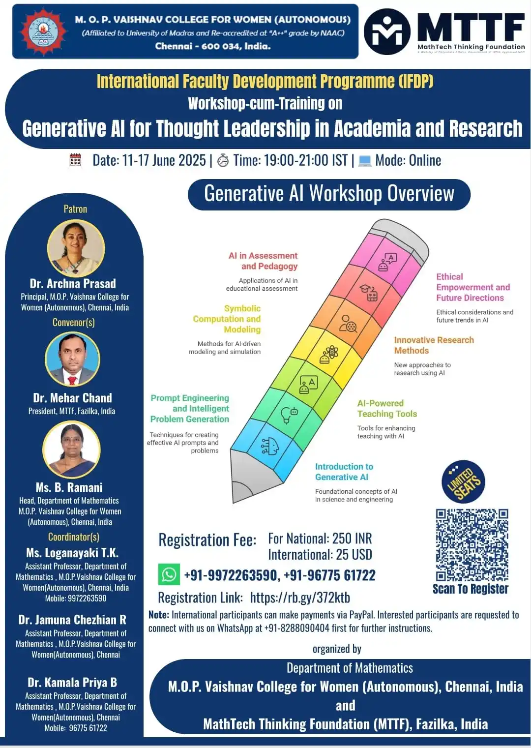 Image from P Kalika Maths - Workshop/Conference, Research🏆🎖️🎯: 📌 *International Faculty Development Programme (IFDP)* Workshop-cum-T...