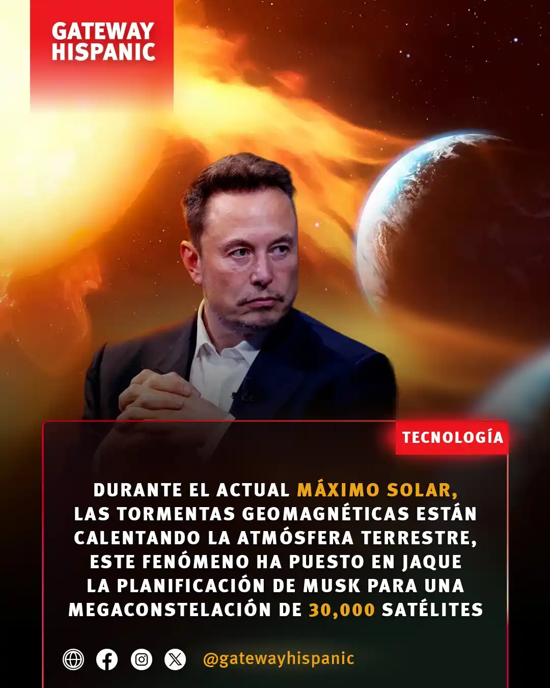 Image from Gateway Hispanic: 🛰️☀️ La impresionante constelación Starlink de Elon Musk enfrenta un ...