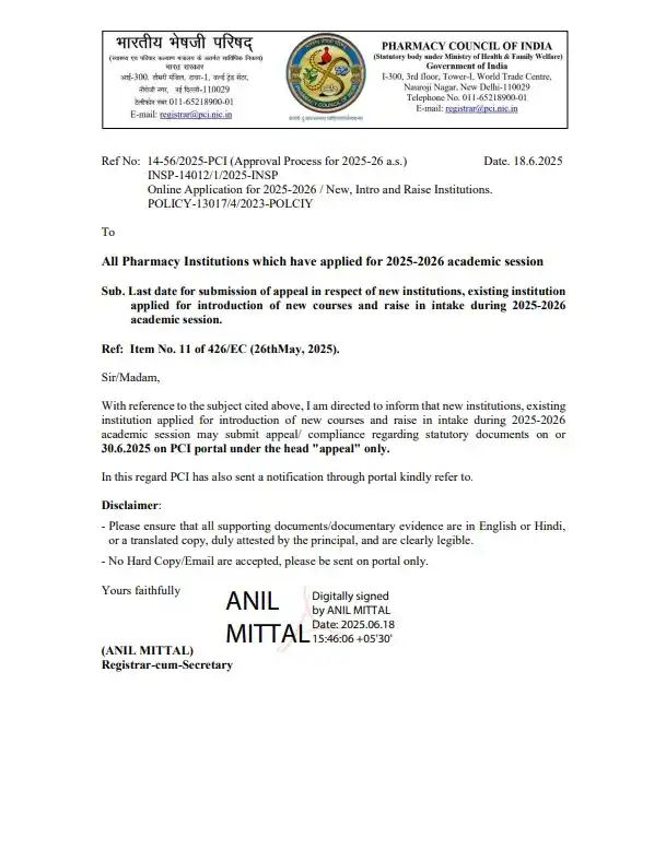 Pharmacy Council of India post