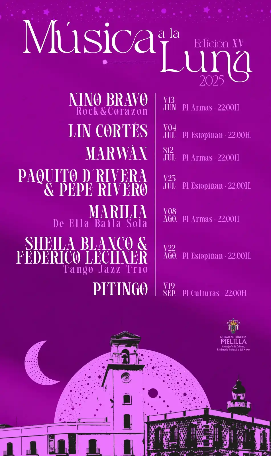 Image from Ciudad Autónoma de Melilla: 📣 *Música a la Luna 2025*🎶 🔘 *Nino Bravo*
        Rock&Corazón
    ...
