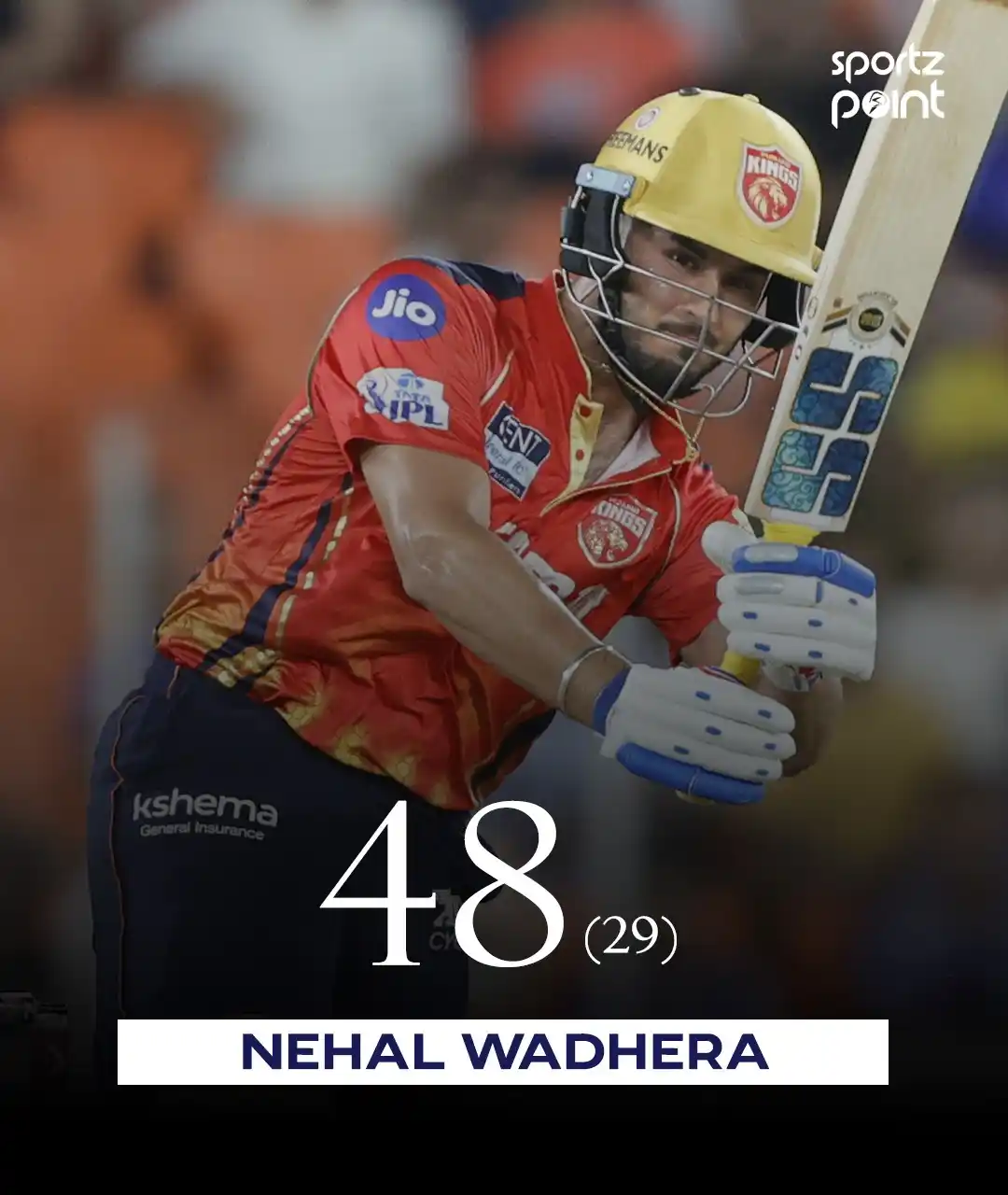 Image from Sportz Point | Follow your game: Nehal Wadhera's stunning inning of 48 from 29 balls comes to an end! ...