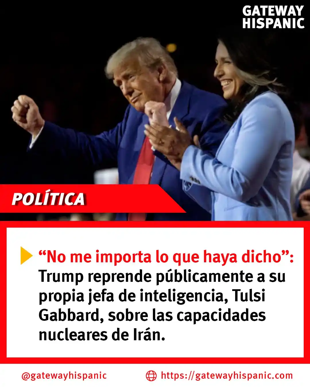 Image from Gateway Hispanic: 💥 “No me importa lo que haya dicho”: Trump desacredita públicamente a...