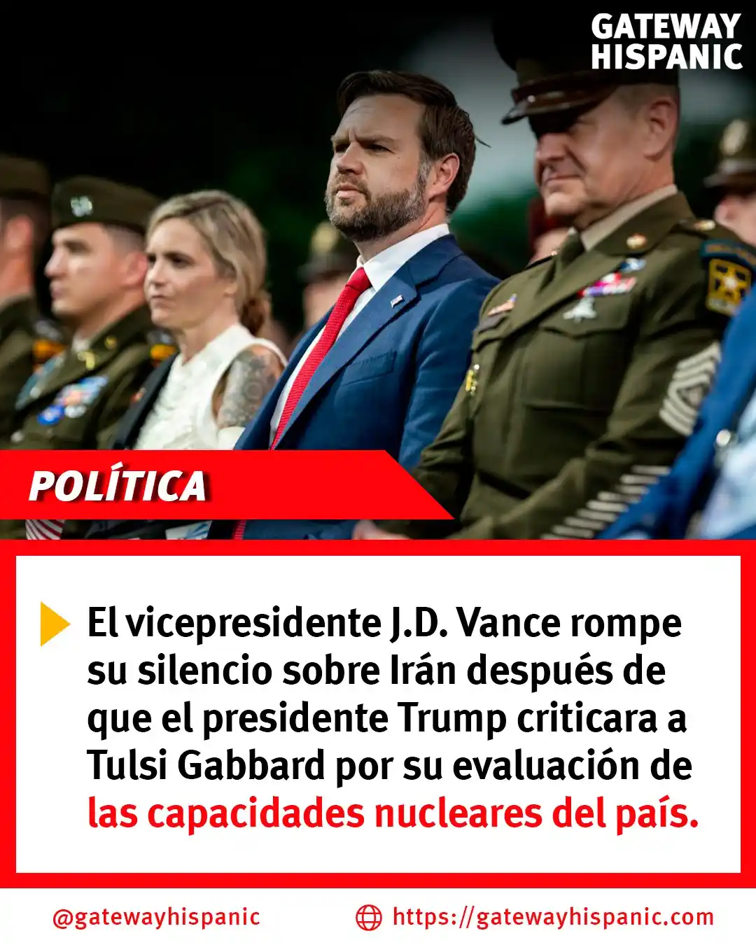 Image from Gateway Hispanic: 🇺🇸💥 Tras críticas de Trump a Tulsi Gabbard por minimizar la amenaza...