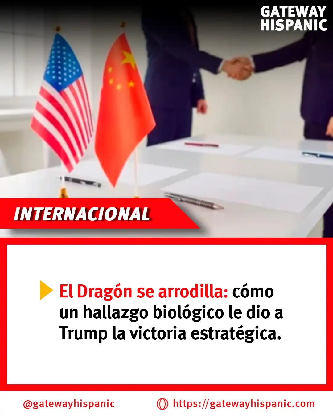 Image from Gateway Hispanic: 🇺🇸🐉 Trump hace que China se incline sin disparar un solo tiro. Grac...