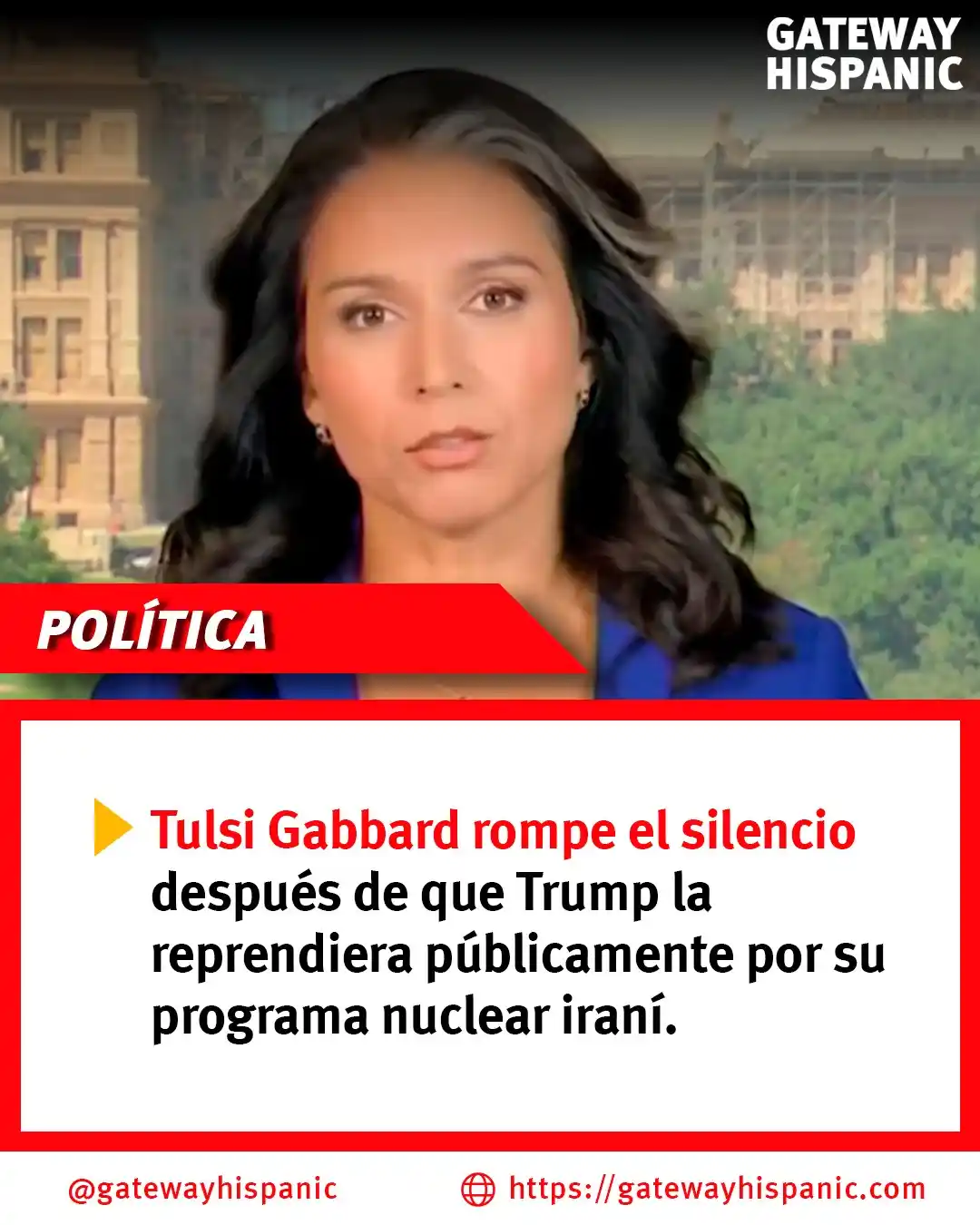 Image from Gateway Hispanic: 🇺🇸💥 Tulsi Gabbard rompe el silencio tras ser cuestionada por Trump ...