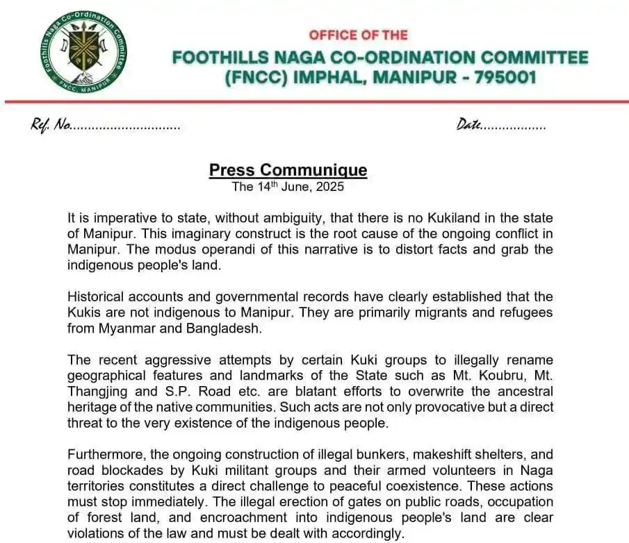 Image from Times of Senapati: *FNCC Rejects ‘Kukiland’ Concept, Warns Against Land Encroachment and ...