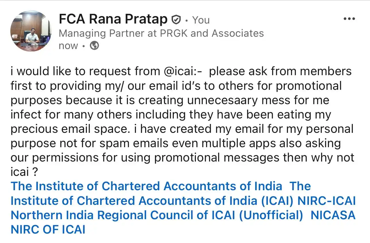 Image from Legalpreneurs: i would like to request from @icai:- please ask from members first to...