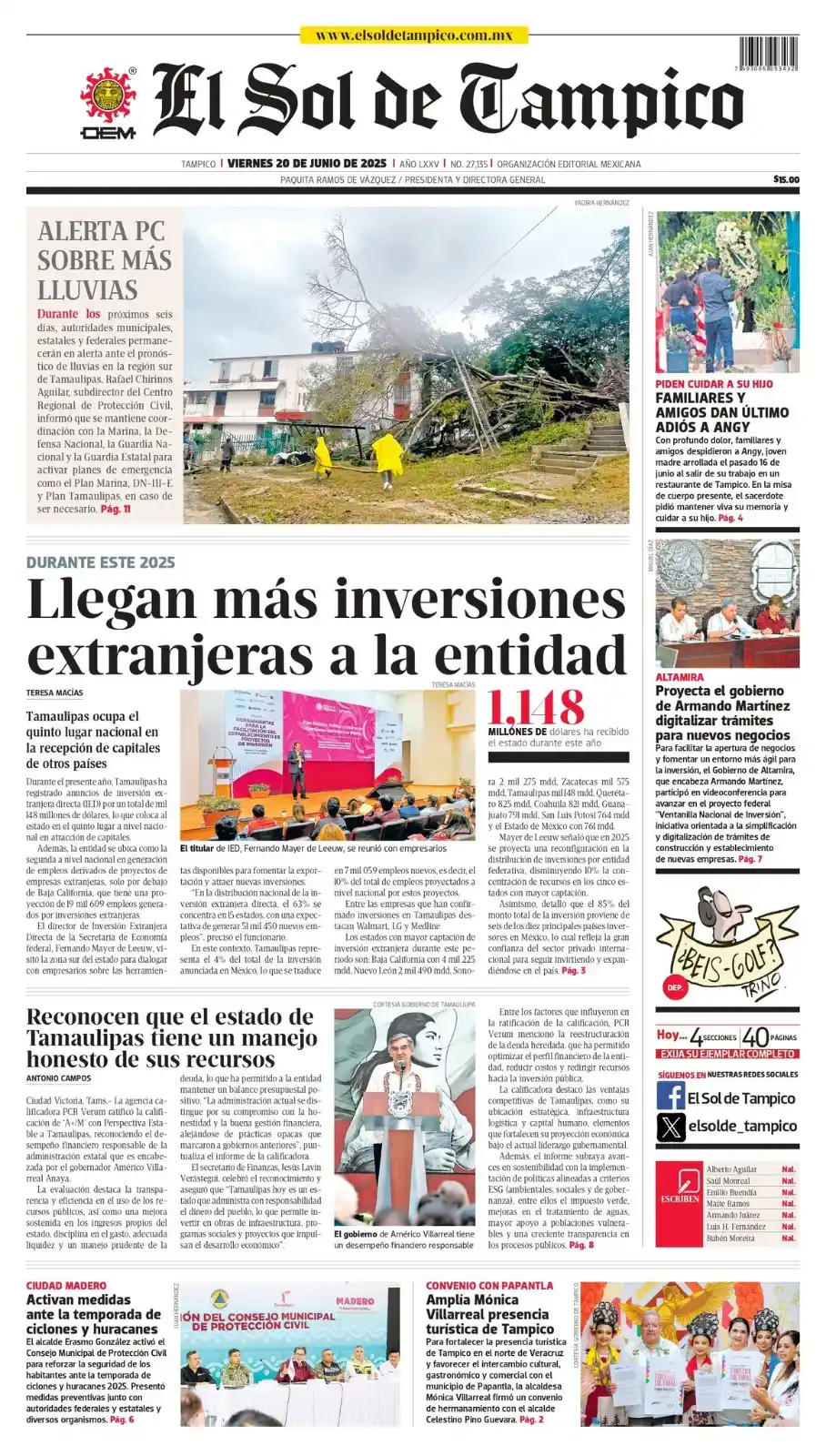 Image from EL SOL DE TAMPICO: 🔴 *LO QUE DEBES SABER ESTA MAÑANA* 📰☀️ Llegan más inversiones extra...