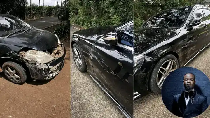 Image from 8T8 Media: Mulamwah new mercedes Benz S550 involved in a road accident just hours...