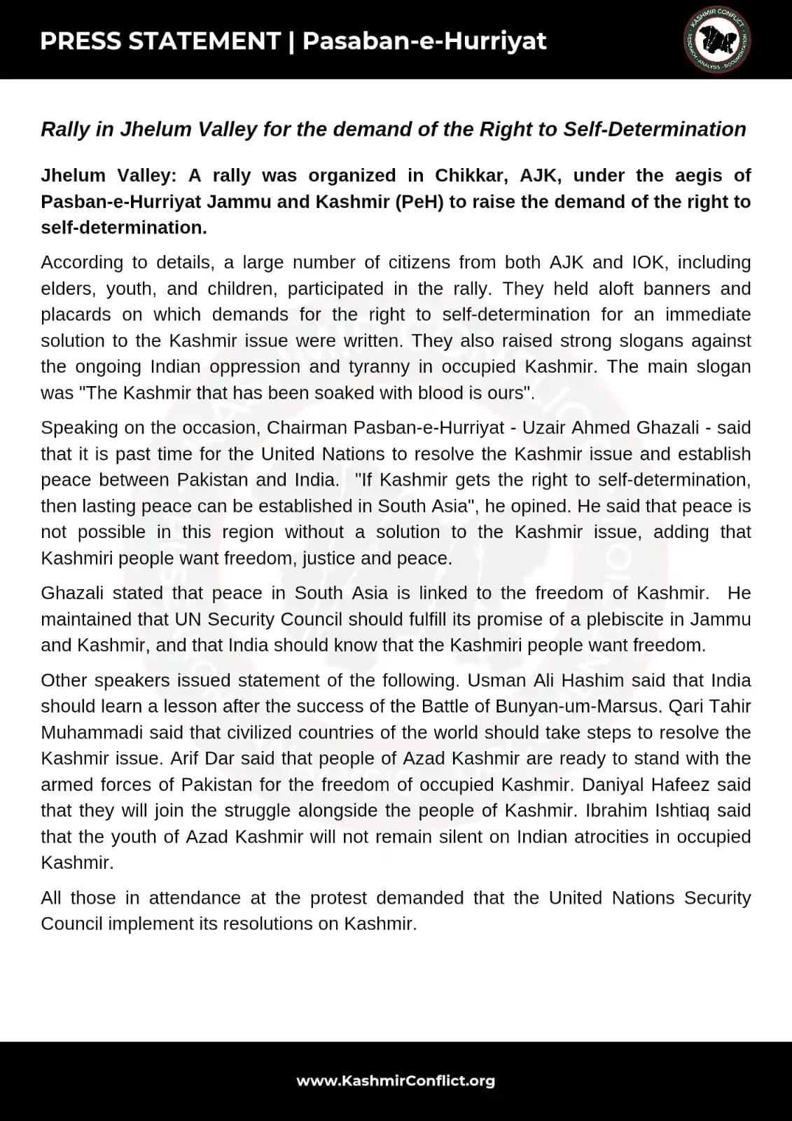 Image from Kashmir Conflict News 🍁: RELEASE 20/6/2025  Pasaban-e-Hurriyat (PeH) releases a statement to me...