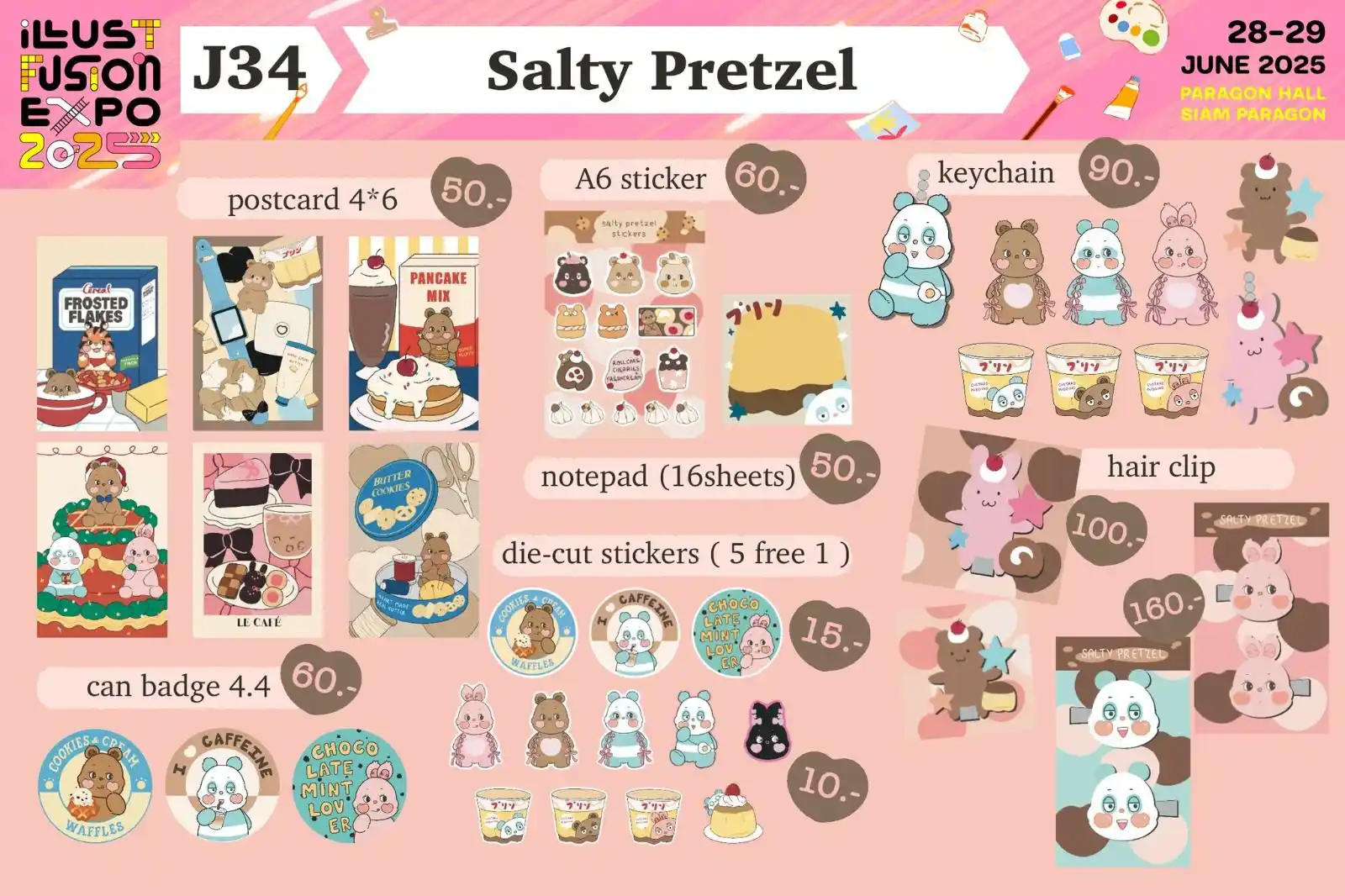 Image from Katalog ILLUSTFUSION THAILAND: Salty pretzel (J34) - postcard: 34.000 - badge: 39.800 - sticker A6:...