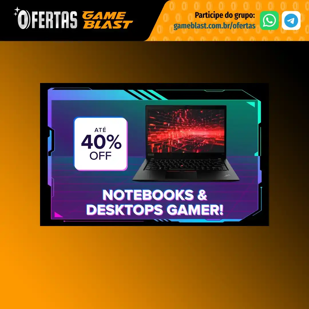 Image from Ofertas GameBlast: 👾 *[SEMANA GAMER ON] Notebooks e Desktops* (via Mercado Livre) * Note...