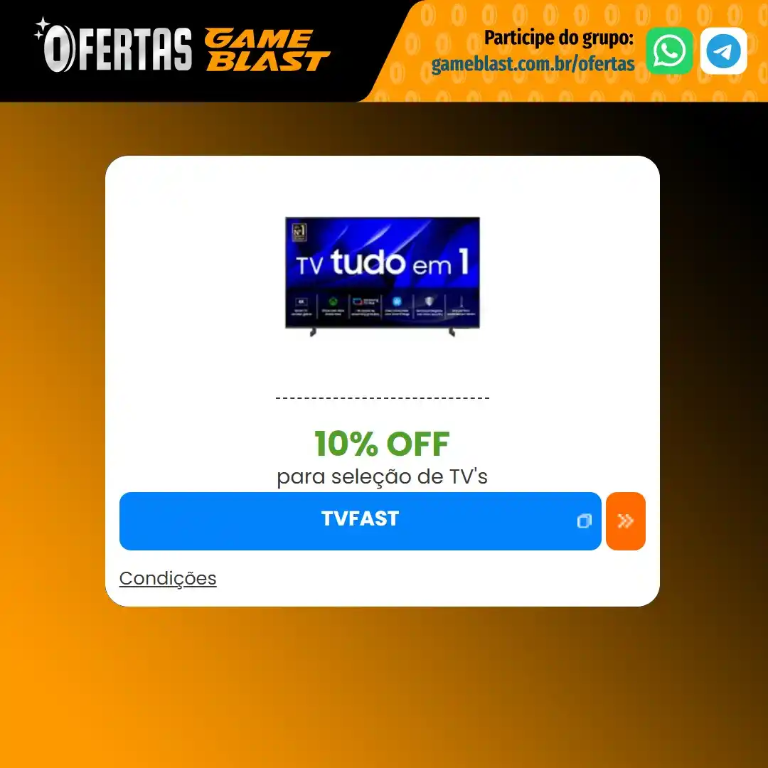 Image from Ofertas GameBlast: 👾 *TVs com 10%OFF comprando com cupom* (via KaBuM!) * 10% de desconto...