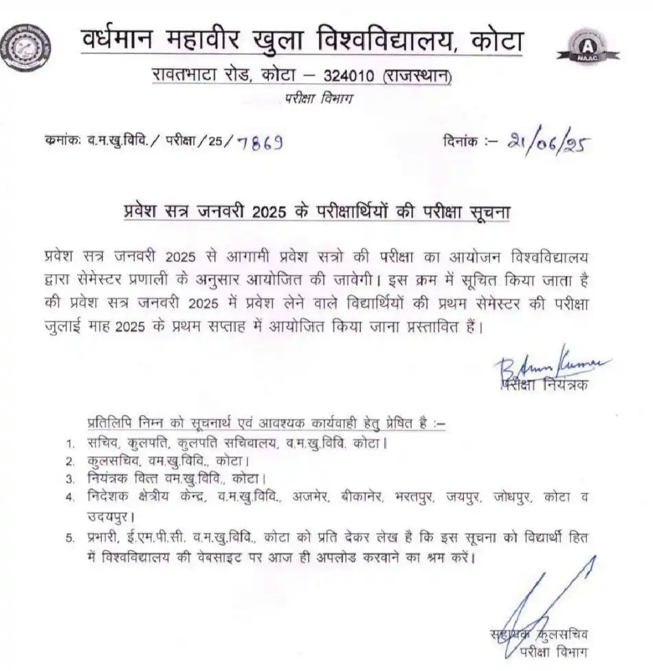 Image from CSR Rules- 2022 & Regular-Contract Employees News Group: *Vmou kota प्रवेश सत्र जनवरी 2025 के परीक्षार्थियों की परीक्षा सूचना*...
